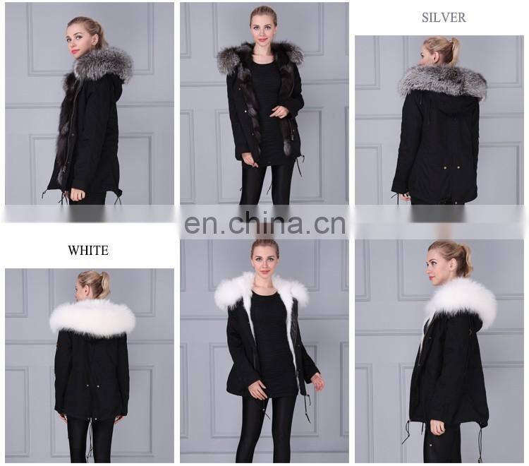 Men and Women short black rabbit fur coat with real lined