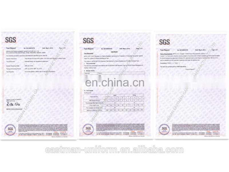 FR EN11611 and EN 11612 workwear working coverall