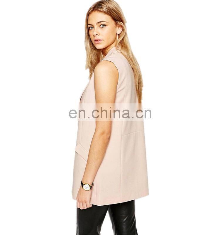 Fashion office casual pink sleeveless winter jacket for women