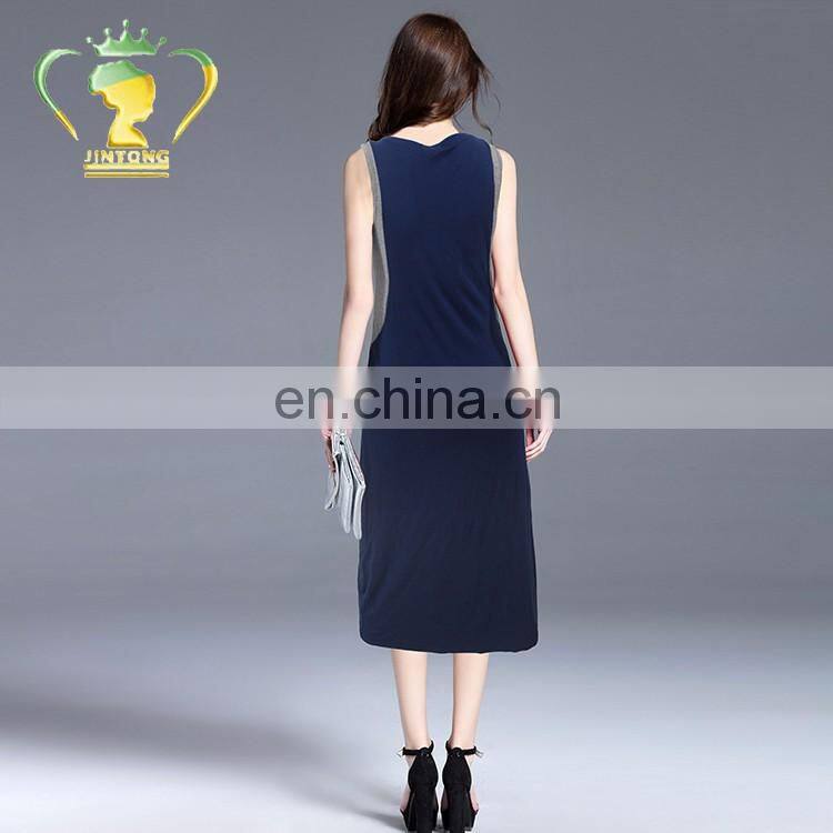 Hot sale design O-neck letter printed cotton sleeveless dress