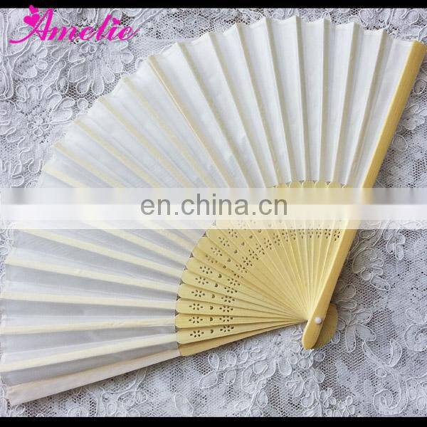 AF1439 White silk hand fan with ivory gift box