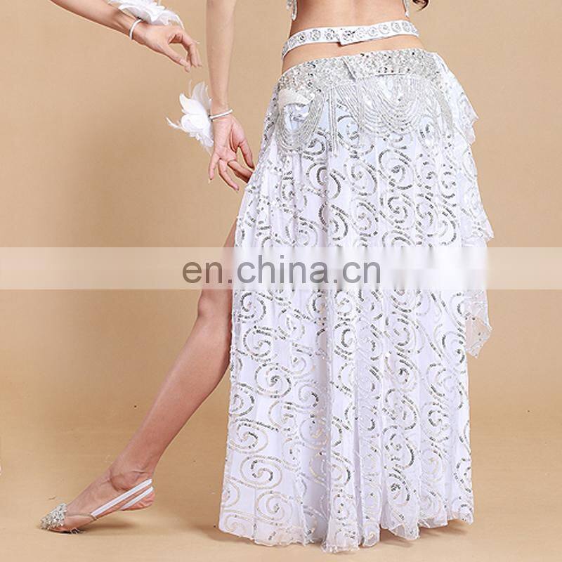 High sequin fabric shiny hot sexy belly dance long dress Q-6032#