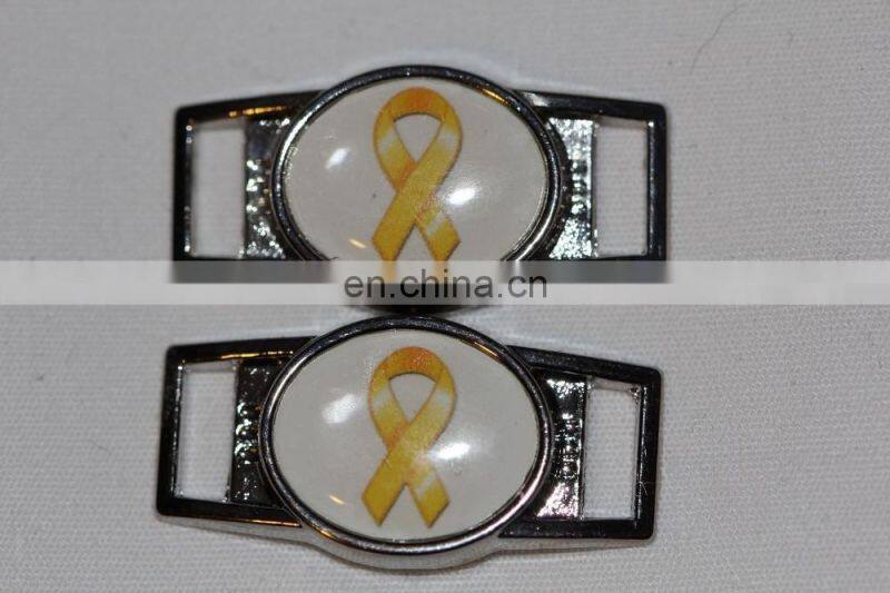wholesale custom metal printing shoelace charm for sport shoes