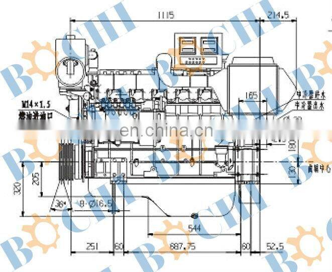 Vertical 6 cylinder 6A series marine diesel engine