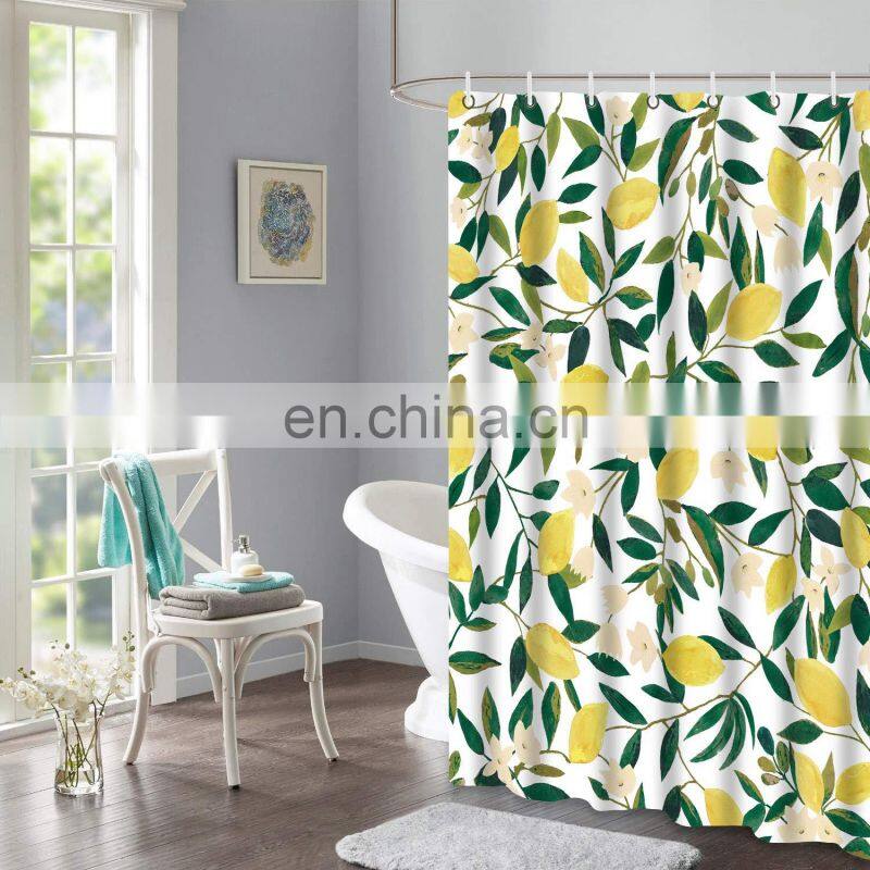 Fashion printing shower curtain green extra long