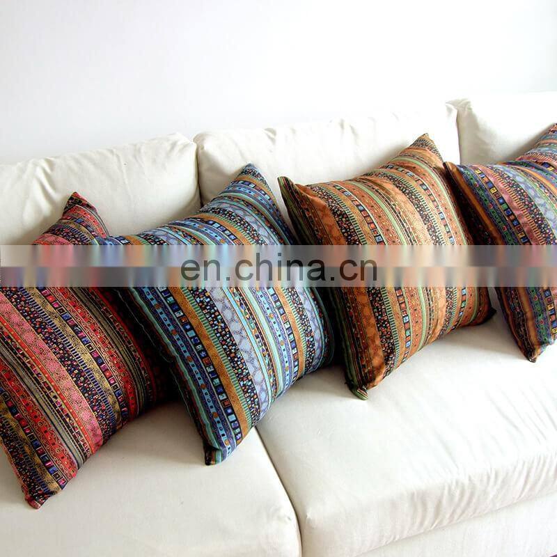 i@home Without core ethnic style gilded striped linen print pillow cushion cover for sofa