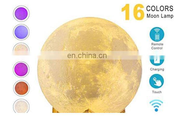 3D Printed plastic 16 Colors cordless RGB sensor motion LED Lunar Moon lamp