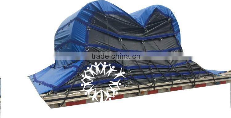 7' Round x 4' Across Flat Coil Tarp w/ Side Flaps for Flatbed Truck