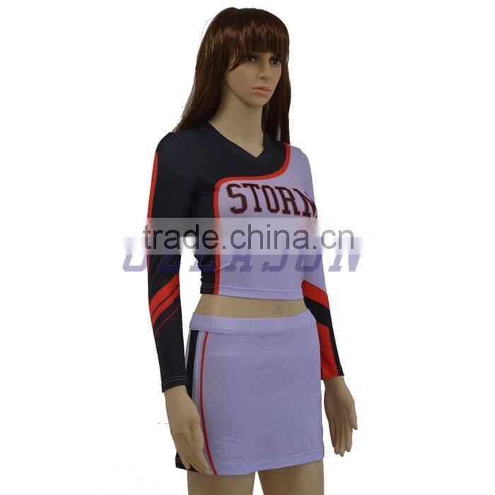 Wholesale Customized Girls Crop Tops Sublimation Cheerleading Uniforms