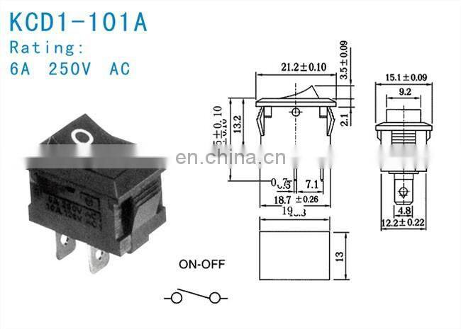 high quality KCD101-029 rocker switch 6a 250v 10A 125V