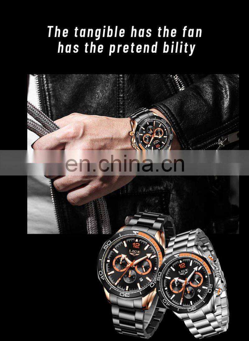 LIGE 8933 Fashion sport for man Waterproof Stainless Steel Quartz Watch luxury mans watch perfect Watch Online