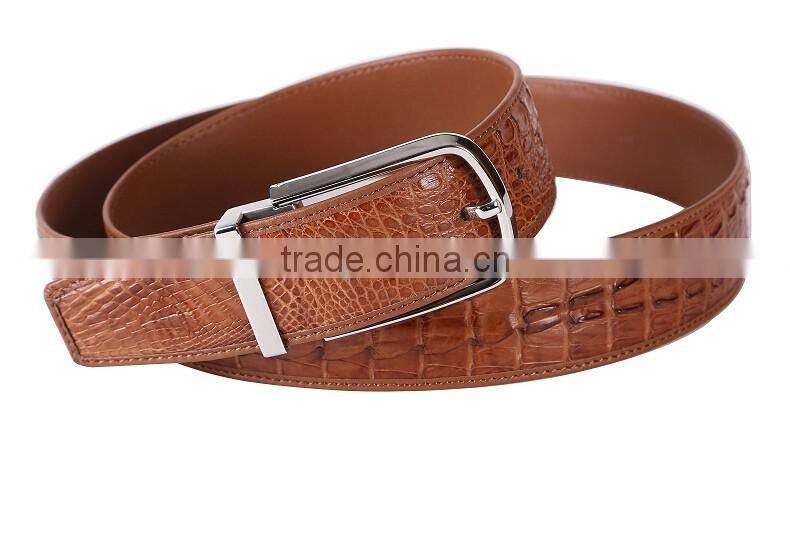 100% good quality gift genuine crocodile skin leather classic belt factory hot selling pin buckle belt for men simple noble