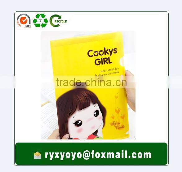 a4 size custom printed pp plastic L shape document clear file folder with inserts