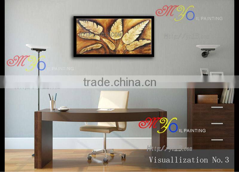 hot selling Modern New design golden leaves of banana handmade oil painting on canvas house decoration