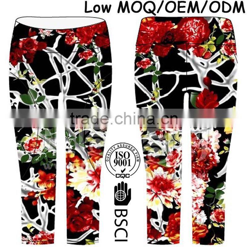 Women Sublimation Dry Fitness Pant / Custom Dry Fit Fitness Capri Pants