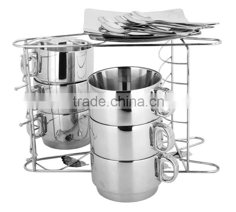 New coffee cups set tea mugs set double wall stainless steel tumbler wholesale with handle