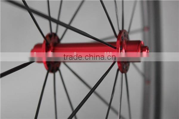 Full carbon fiber road bike wheelset red R13 hubs carbon bike wheels W56T