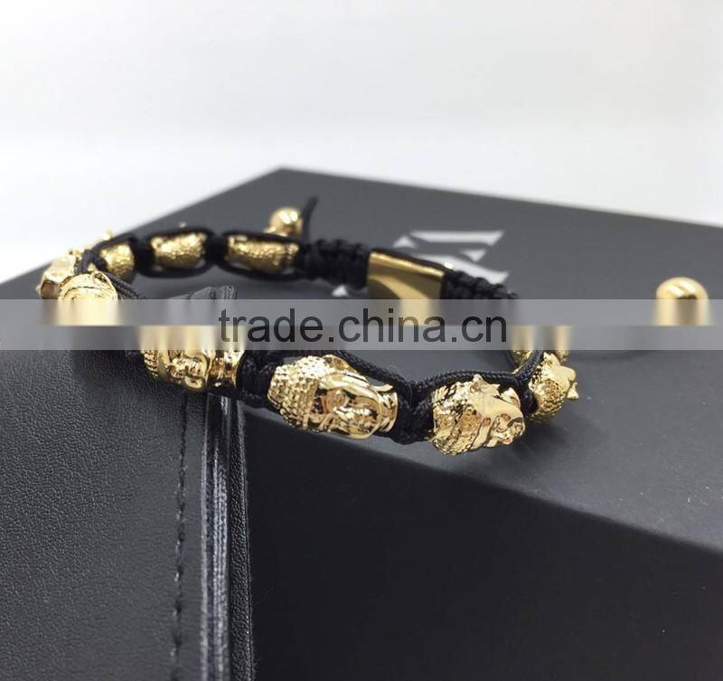 High quality stainless steel Buddha bracelet PVD plated Real 18k gold color