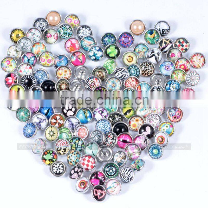 Customized DIY 12mm Glass snap button for interchangeable charm jewelry Cousin jewelry