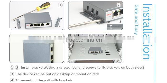 5 Ports PoE Switch Series with 4 PoE Ports for hiki vision Ip camera standard IEEE802.3AT 25.4W per PORT