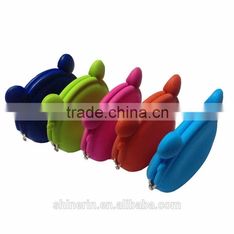 Cute bear shape metal clip girls wallet silicone coin purse for promotion