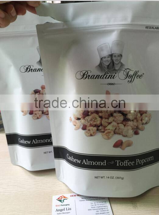 Easily Open Laser Scoring Stand Up Pouch With Resealable Ziplock