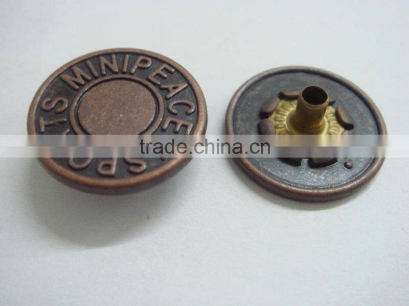 17mm popular sale metal brass button in apparel