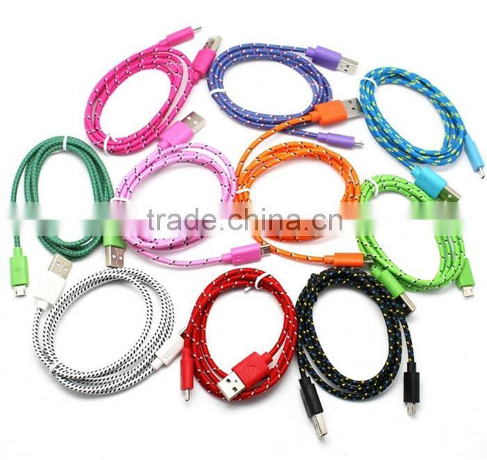 Standard USB Type and Mobile Phone Use Fabric Braided USB Charger Cable 1M 2M