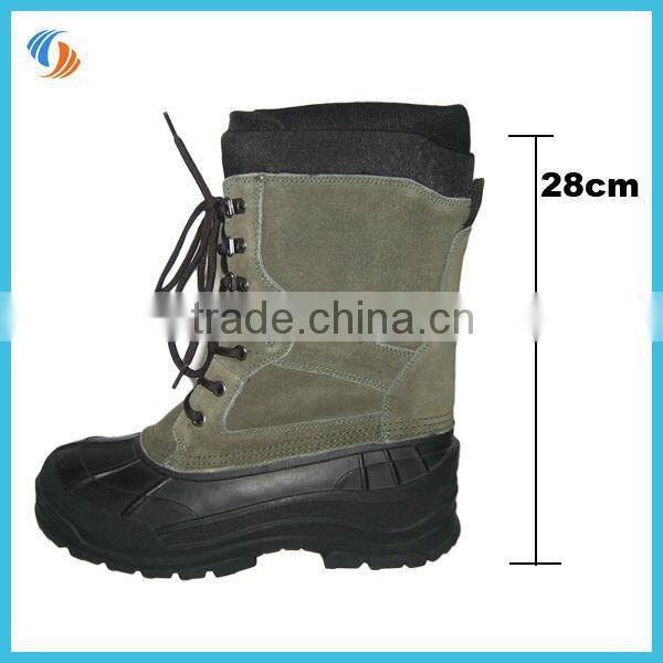 New Green Lace Up Leather Snow Boots