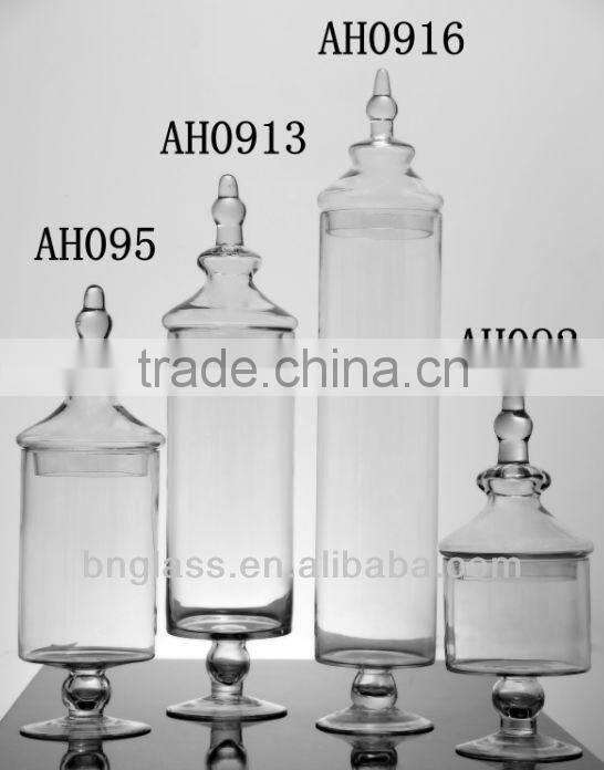 Large Glass Bell Jar With colored Wooden Base