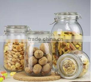 clamp and clear glass jar with lid