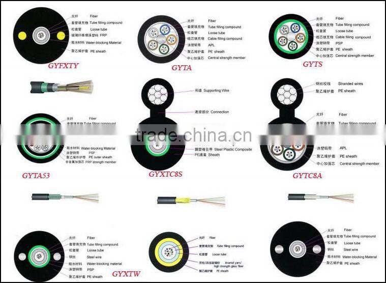 GYTA/GYXTW/GYFTY/GYTS/GYXTC8S/ADSS 12 core single mode Fiber Optic Cable