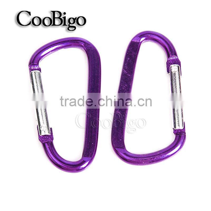 Multi-Color Aluminum Spring Flat Carabiner Snap Hook Hanger Keychain Hiking Camping #FLQ189-8C(Mix-s)