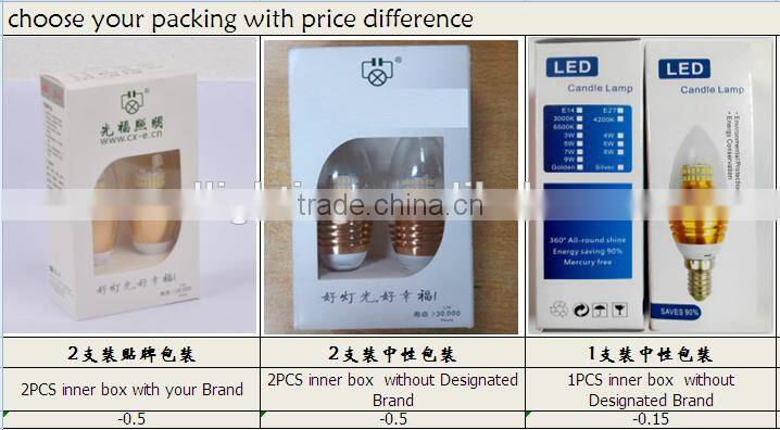 && Acrylic candle light bulbs, Diamond 4W 220V E14 bass ,high light (5W /3W)