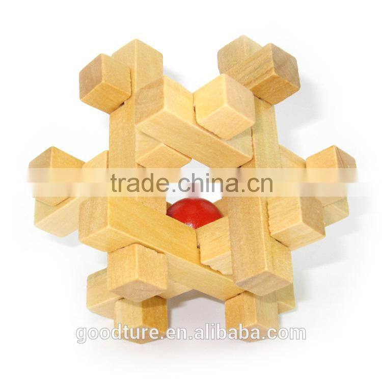 2015 Hot Sale Wooden IQ Intelligent Puzzle Magic Puzzle Kongming Lock Brain Teaser Model Number GAD1112