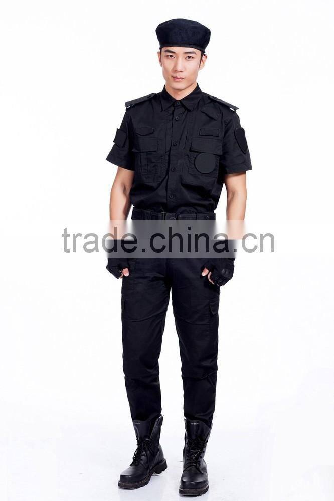 custom short / long sleeve black wearproof security guards uniform