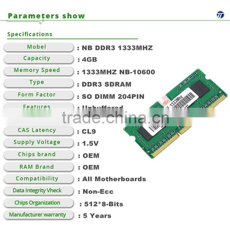 SO-DIMM DDR3 4Gb 1333/1600 For Laptop Memory Ram