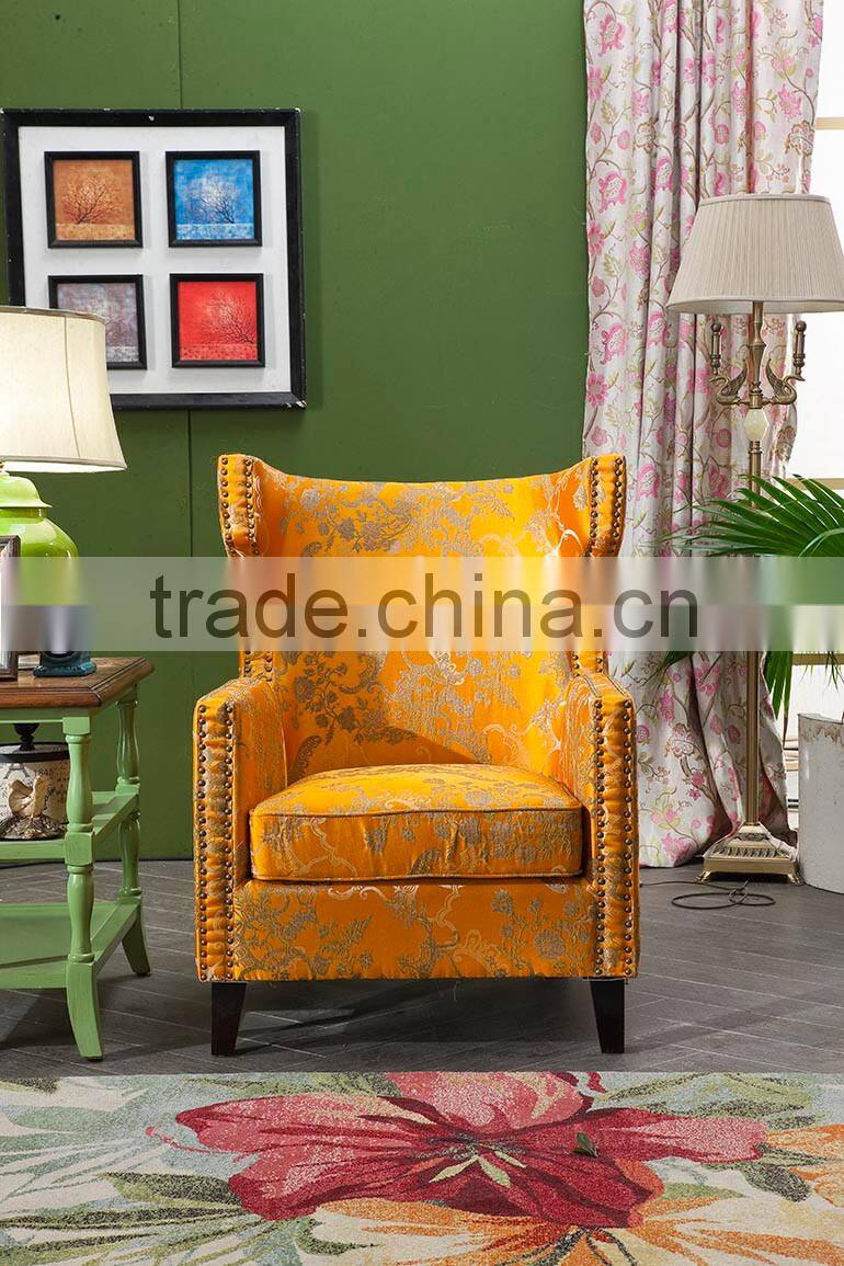 gold colors fabric chair