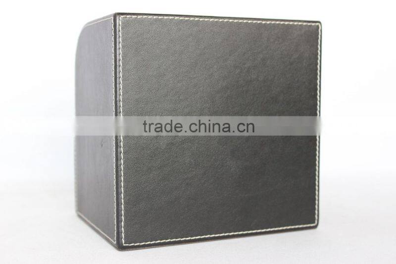 Desktop Faux Leather Pen Holder with Drawer/Multifunctional MDF Pen Box