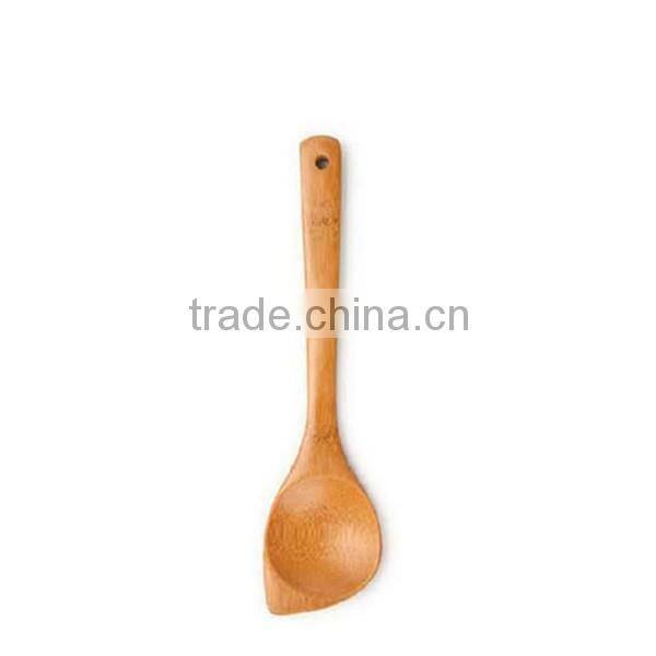 Bamboo wood slotted mixing scoop spoon