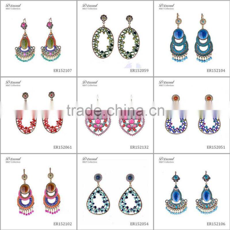 Wholesale Jewelry Promotional Gifts Ethnic Bohemian Native Beaded Dangle Earrings Fancy Bead Drop Earrings