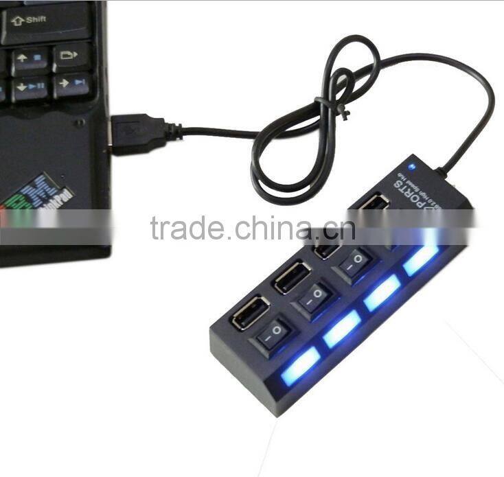 4 Port USB Hub Splliter USB 2.0 Hub USB Splitter With Separate ON/OFF Switch For Laptop Computer Notebook