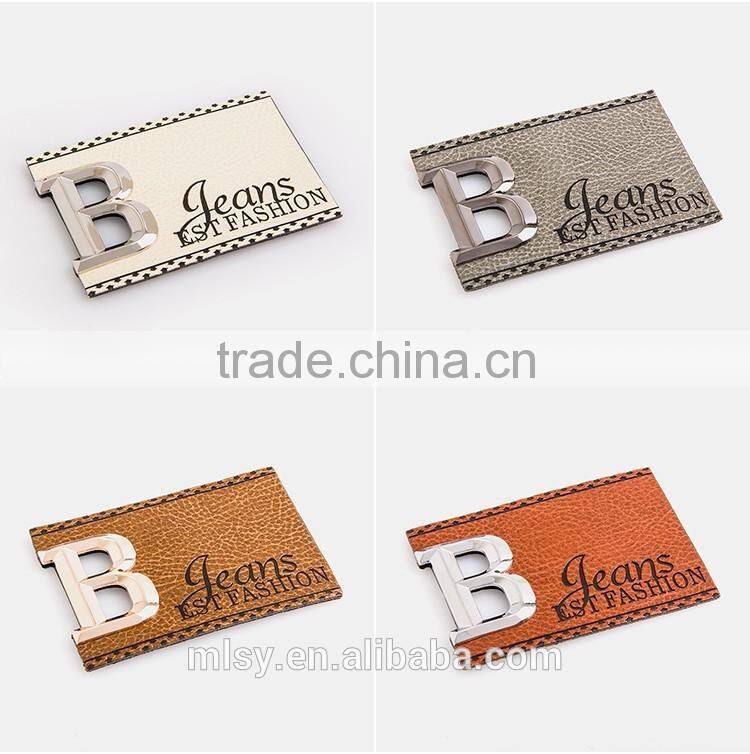 Jeans pu patch labels faux leather labels garment leather label