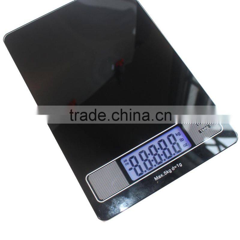 5kg/1g Digital Food kitchen scale with Touch panel and time display function