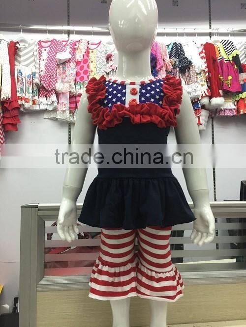 Boutique little girls dresses fashion style dress cute wave striped dress with bow knot