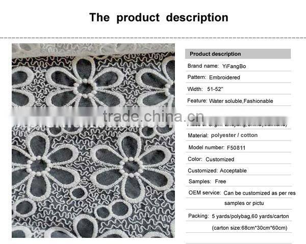 hot sale cotton crochet lace fabric milk fiber embroidery fabric for used clothing and women garments