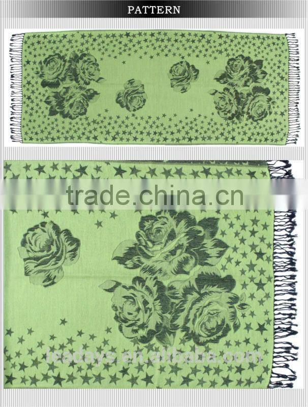flower star jacquard tassel pashmina scarf