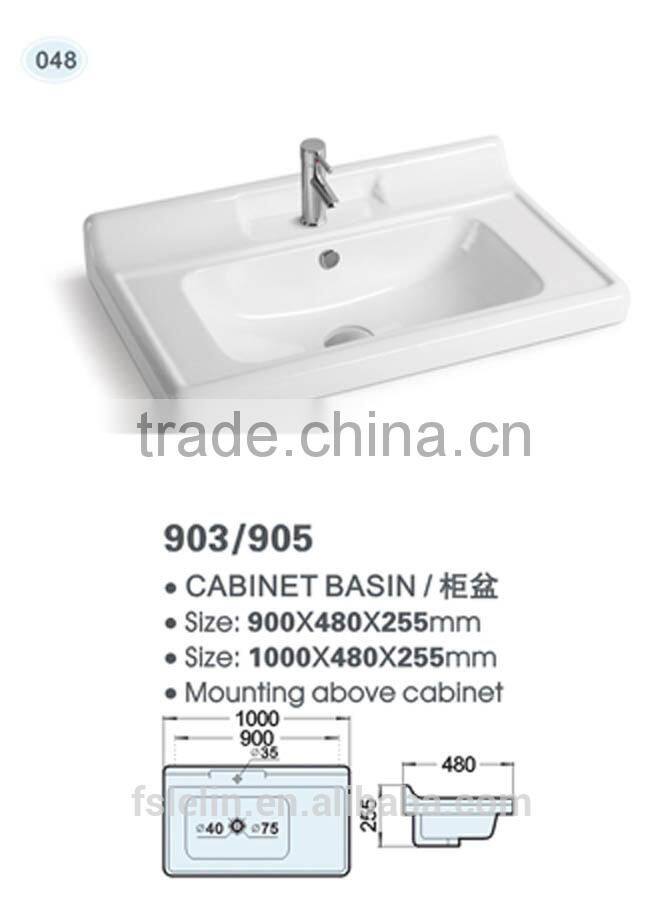 FOSHAN LELIN ceramic L1000mm cabinet basin middle size vanities top bathroom basin of LT-050