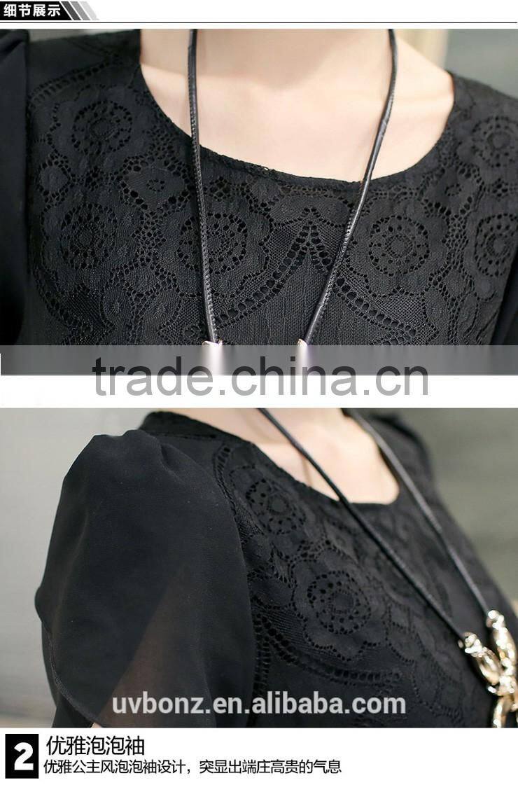 Ladies Black lace blouse tops