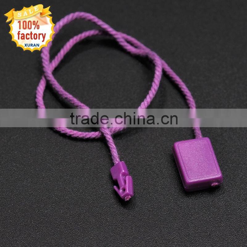 clothing plastic string seal tag&square desgin plastic seal tags with single hook